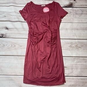 Heart and Hips mauve pink maternity dress - XL - rouched sides - midi - NWT
